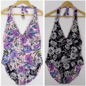 Vera Bradley Floral One Piece REVERSIBLE One-Piece Swimsuit Women Size XL